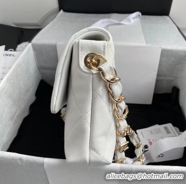 Buy Discount Chanel flap bag Lambskin & Gold-Tone Metal AS2299 White