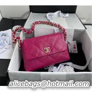 Stylish Chanel flap bag Lambskin & Gold-Tone Metal AS2299 rose