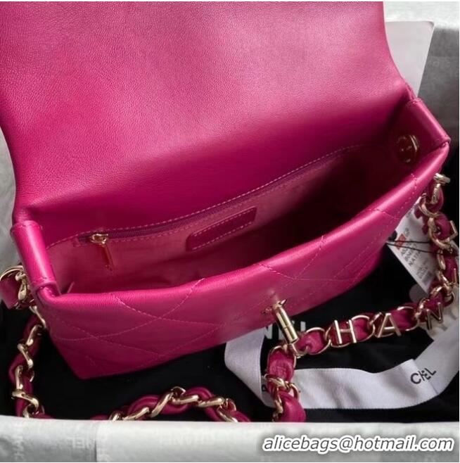 Stylish Chanel flap bag Lambskin & Gold-Tone Metal AS2299 rose