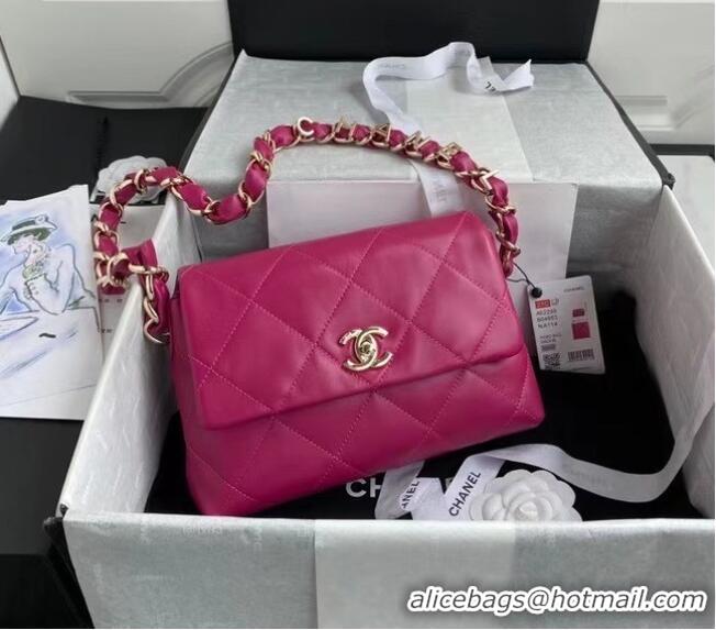 Stylish Chanel flap bag Lambskin & Gold-Tone Metal AS2299 rose