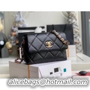 Grade Popular Chanel flap bag Lambskin & Gold-Tone Metal AS2299 black