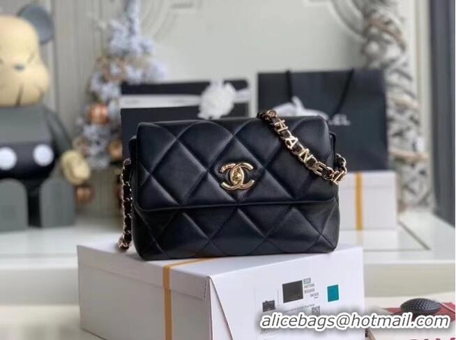 Grade Popular Chanel flap bag Lambskin & Gold-Tone Metal AS2299 black