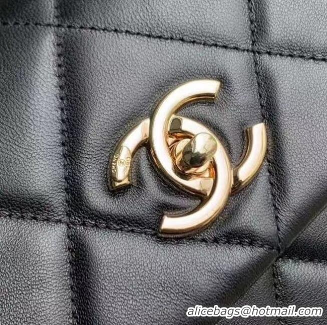 Grade Popular Chanel flap bag Lambskin & Gold-Tone Metal AS2299 black