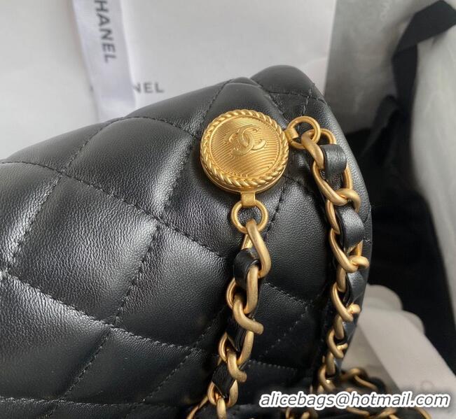 Low Price Chanel Flap Bag Sheepskin & Gold-Tone Metal AP1737 Black