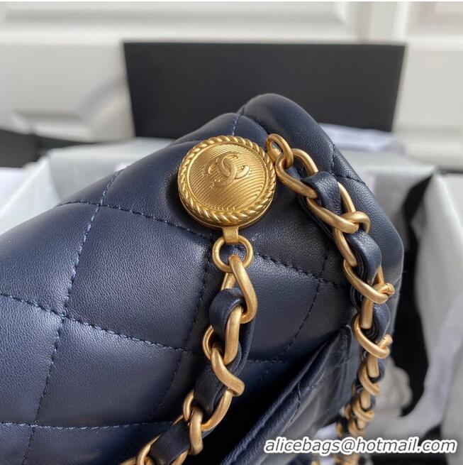 Traditional Specials Chanel Flap Bag Sheepskin & Gold-Tone Metal AP1737 Navy