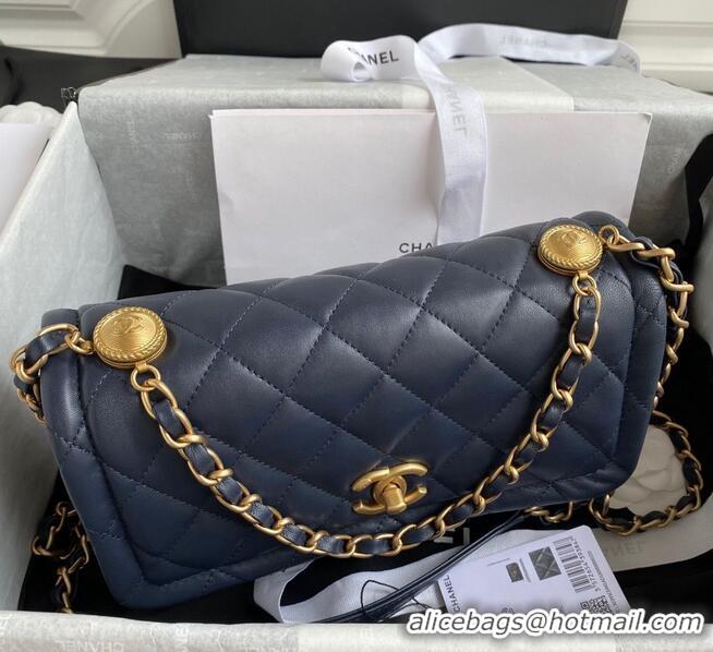 Traditional Specials Chanel Flap Bag Sheepskin & Gold-Tone Metal AP1737 Navy