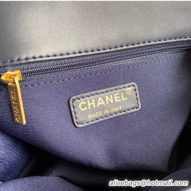 Traditional Specials Chanel Flap Bag Sheepskin & Gold-Tone Metal AP1737 Navy