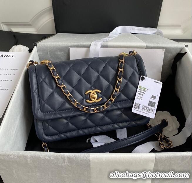 Traditional Specials Chanel Flap Bag Sheepskin & Gold-Tone Metal AP1737 Navy