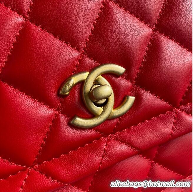 Pretty Style Chanel Flap Bag Sheepskin & Gold-Tone Metal AP1737 Red