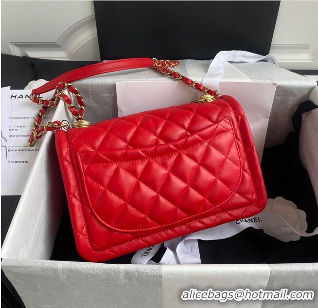 Pretty Style Chanel Flap Bag Sheepskin & Gold-Tone Metal AP1737 Red