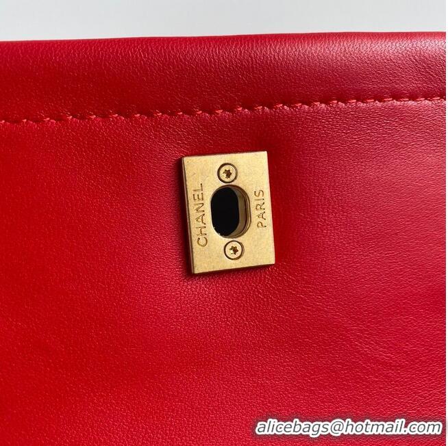 Pretty Style Chanel Flap Bag Sheepskin & Gold-Tone Metal AP1737 Red