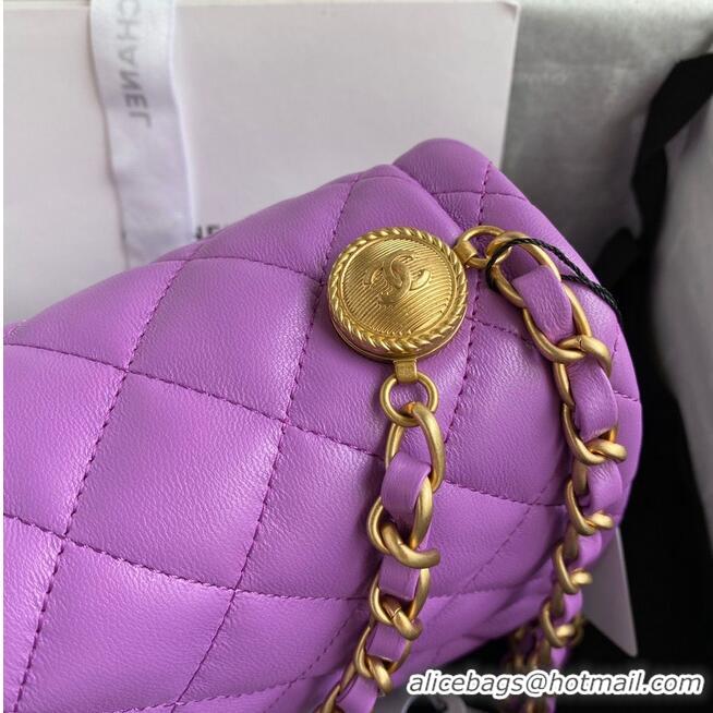 Best Price Chanel Flap Bag Sheepskin & Gold-Tone Metal AP1737 Purple