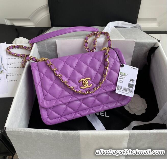 Best Price Chanel Flap Bag Sheepskin & Gold-Tone Metal AP1737 Purple