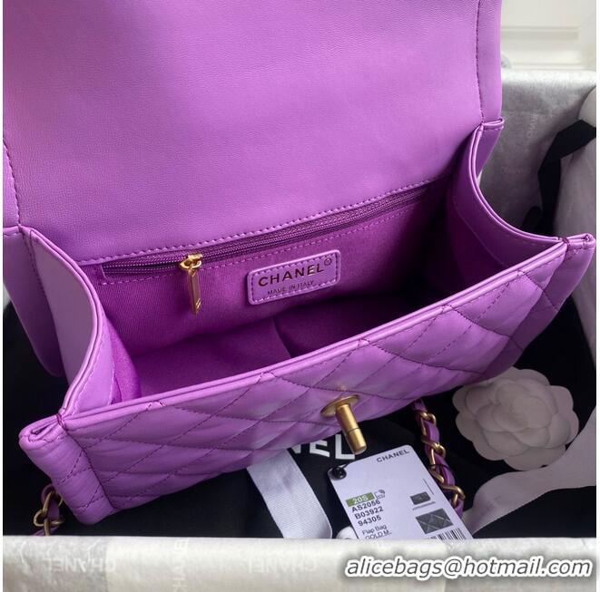 Best Price Chanel Flap Bag Sheepskin & Gold-Tone Metal AP1737 Purple