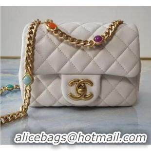 Hot Sell Chanel flap bag Lambskin Resin & Gold-Tone Metal AS2379 white