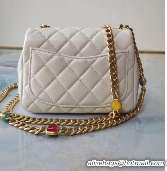 Hot Sell Chanel flap bag Lambskin Resin & Gold-Tone Metal AS2379 white