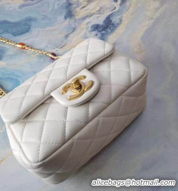 Hot Sell Chanel flap bag Lambskin Resin & Gold-Tone Metal AS2379 white