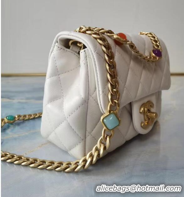 Hot Sell Chanel flap bag Lambskin Resin & Gold-Tone Metal AS2379 white