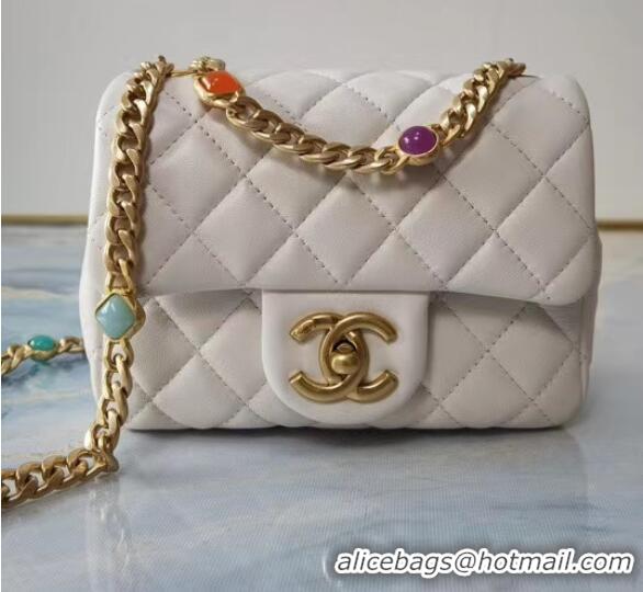 Hot Sell Chanel flap bag Lambskin Resin & Gold-Tone Metal AS2379 white