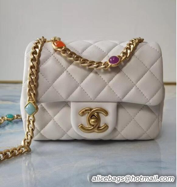 Hot Sell Chanel flap bag Lambskin Resin & Gold-Tone Metal AS2379 white