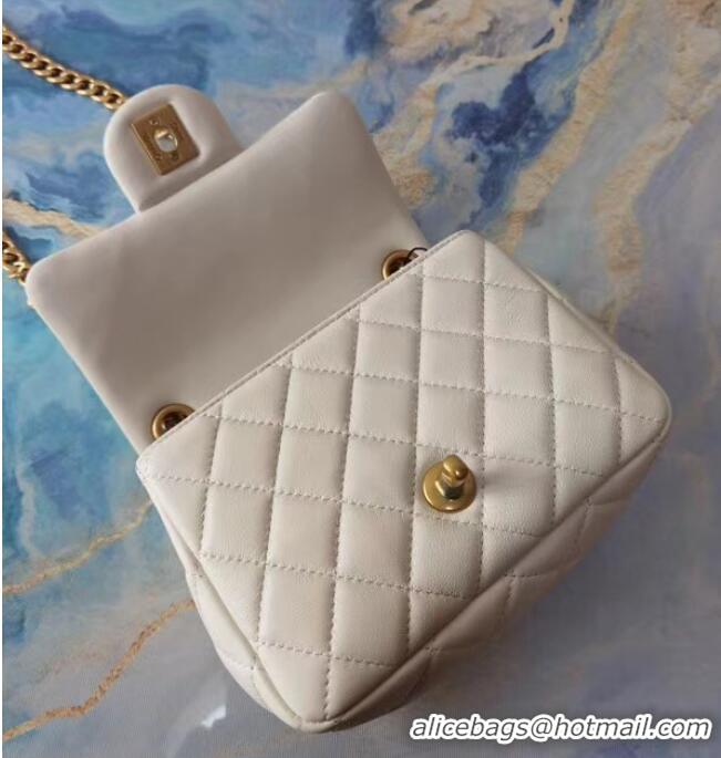 Hot Sell Chanel flap bag Lambskin Resin & Gold-Tone Metal AS2379 white