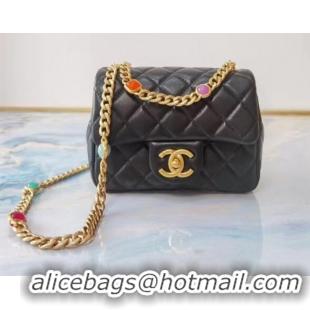 Inexpensive Chanel flap bag Lambskin Resin & Gold-Tone Metal AS2379 Black