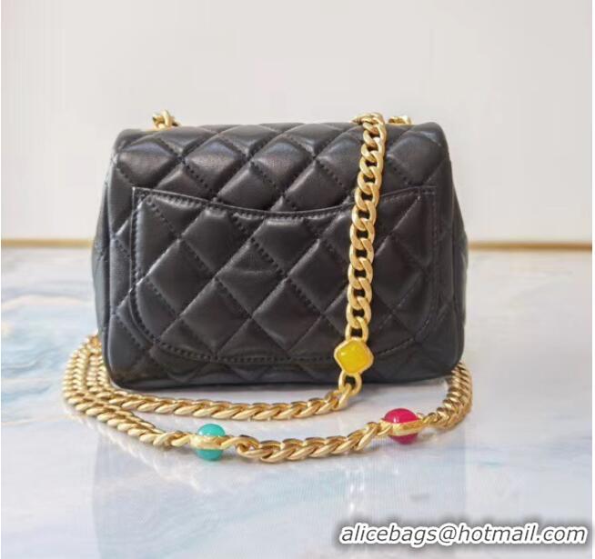 Inexpensive Chanel flap bag Lambskin Resin & Gold-Tone Metal AS2379 Black