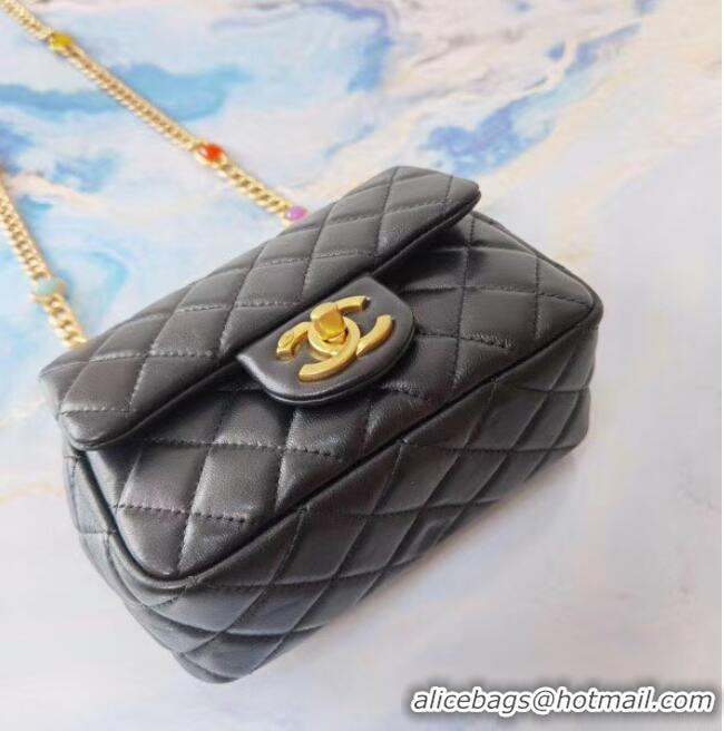 Inexpensive Chanel flap bag Lambskin Resin & Gold-Tone Metal AS2379 Black