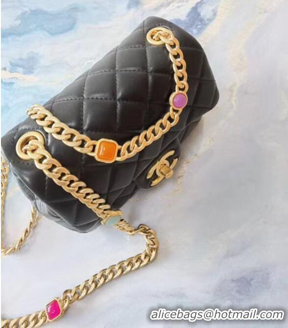 Inexpensive Chanel flap bag Lambskin Resin & Gold-Tone Metal AS2379 Black