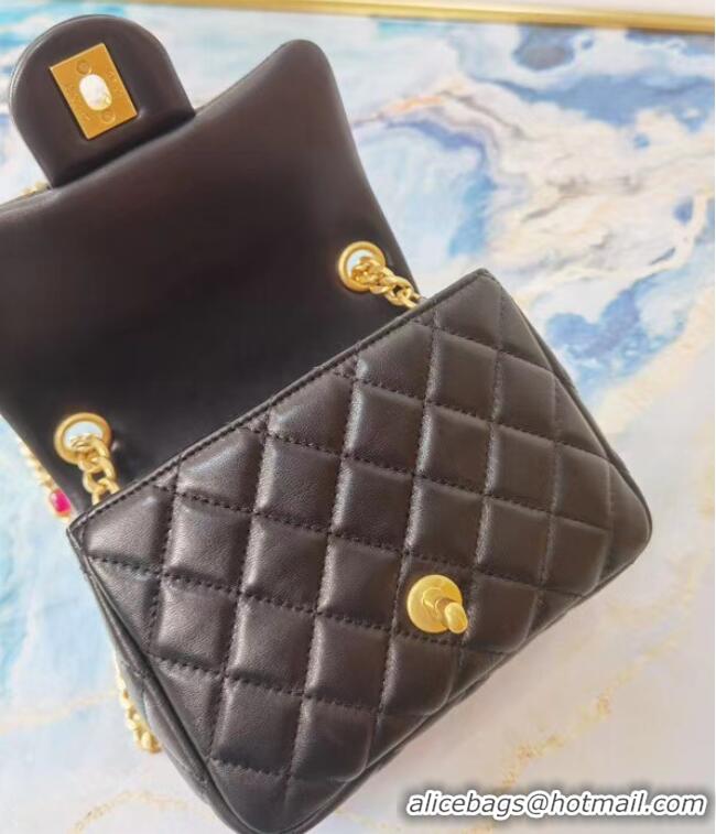 Inexpensive Chanel flap bag Lambskin Resin & Gold-Tone Metal AS2379 Black