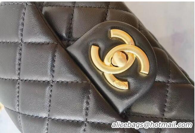 Inexpensive Chanel flap bag Lambskin Resin & Gold-Tone Metal AS2379 Black