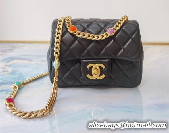 Inexpensive Chanel flap bag Lambskin Resin & Gold-Tone Metal AS2379 Black