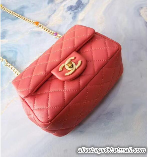 Cheap Price Chanel flap bag Lambskin Resin & Gold-Tone Metal AS2379 red