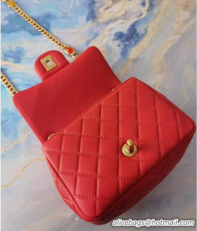 Cheap Price Chanel flap bag Lambskin Resin & Gold-Tone Metal AS2379 red