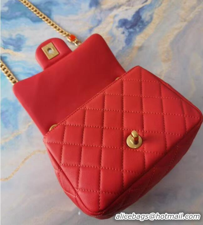 Cheap Price Chanel flap bag Lambskin Resin & Gold-Tone Metal AS2379 red