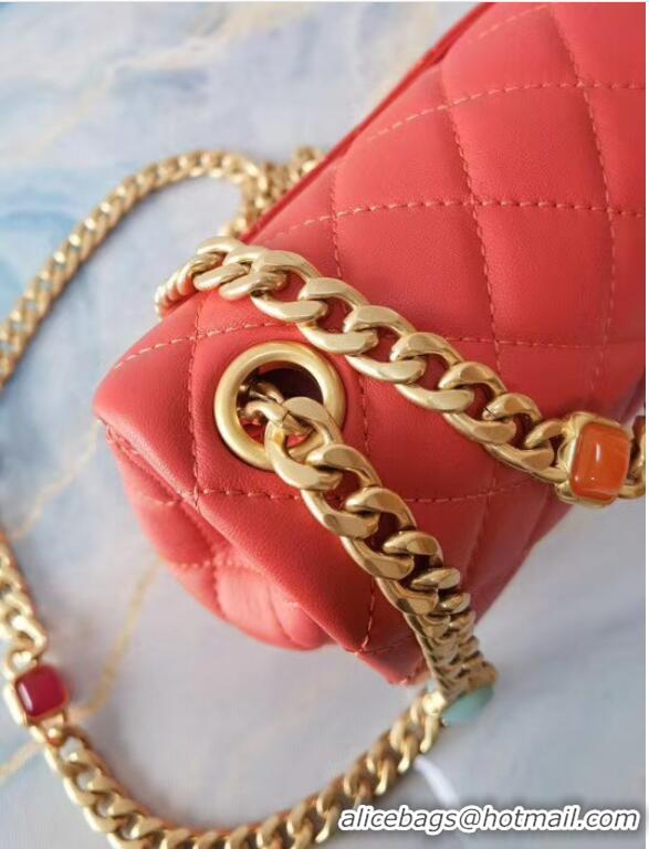 Cheap Price Chanel flap bag Lambskin Resin & Gold-Tone Metal AS2379 red