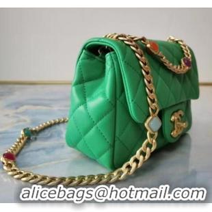 Promotional Chanel flap bag Lambskin Resin & Gold-Tone Metal AS2379 green