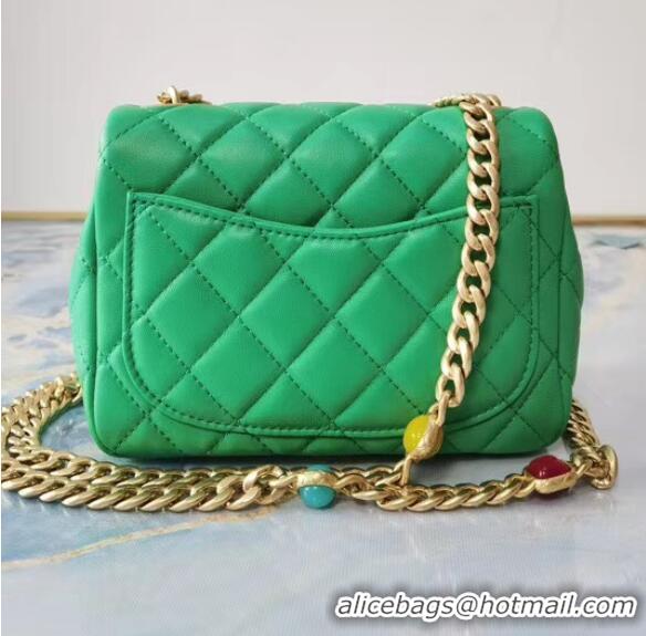 Promotional Chanel flap bag Lambskin Resin & Gold-Tone Metal AS2379 green