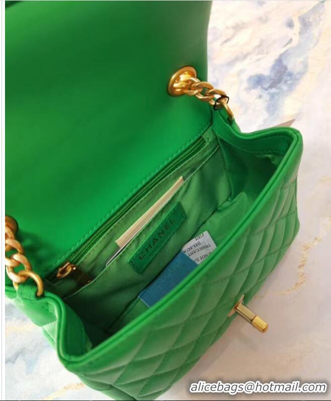 Promotional Chanel flap bag Lambskin Resin & Gold-Tone Metal AS2379 green