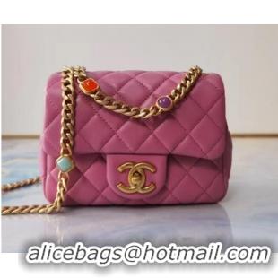 Fashion Chanel flap bag Lambskin Resin & Gold-Tone Metal AS2379 Pink