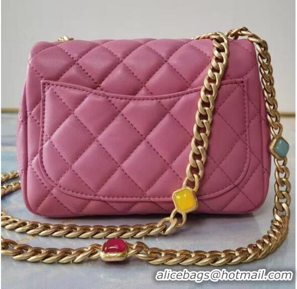 Fashion Chanel flap bag Lambskin Resin & Gold-Tone Metal AS2379 Pink