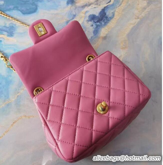 Fashion Chanel flap bag Lambskin Resin & Gold-Tone Metal AS2379 Pink