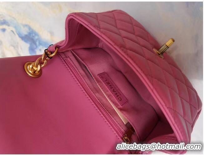 Fashion Chanel flap bag Lambskin Resin & Gold-Tone Metal AS2379 Pink