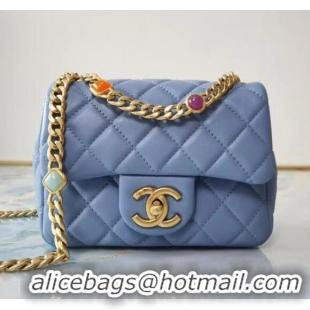 Cheap Price Chanel flap bag Lambskin Resin & Gold-Tone Metal AS2379 sky blue