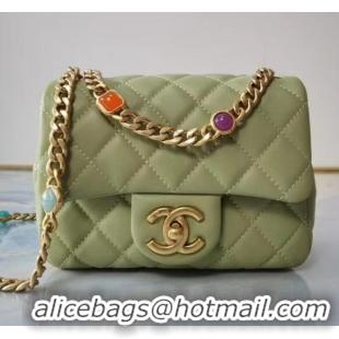 Shop Grade Chanel flap bag Lambskin Resin & Gold-Tone Metal AS2379 light green