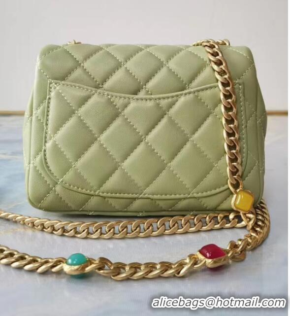 Shop Grade Chanel flap bag Lambskin Resin & Gold-Tone Metal AS2379 light green