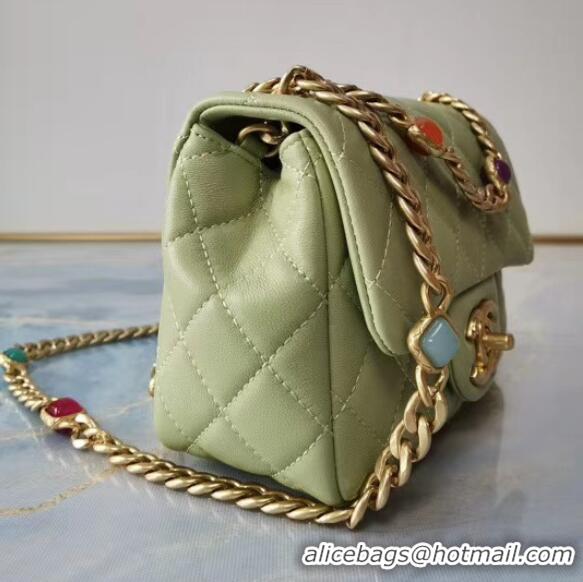 Shop Grade Chanel flap bag Lambskin Resin & Gold-Tone Metal AS2379 light green