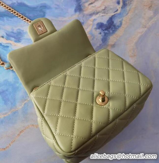 Shop Grade Chanel flap bag Lambskin Resin & Gold-Tone Metal AS2379 light green