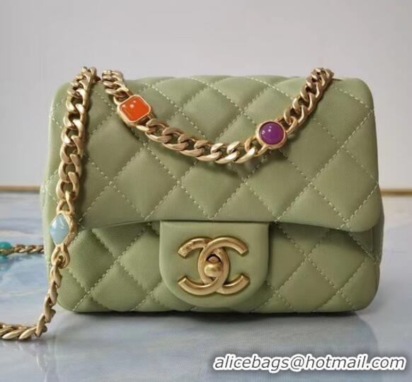 Shop Grade Chanel flap bag Lambskin Resin & Gold-Tone Metal AS2379 light green