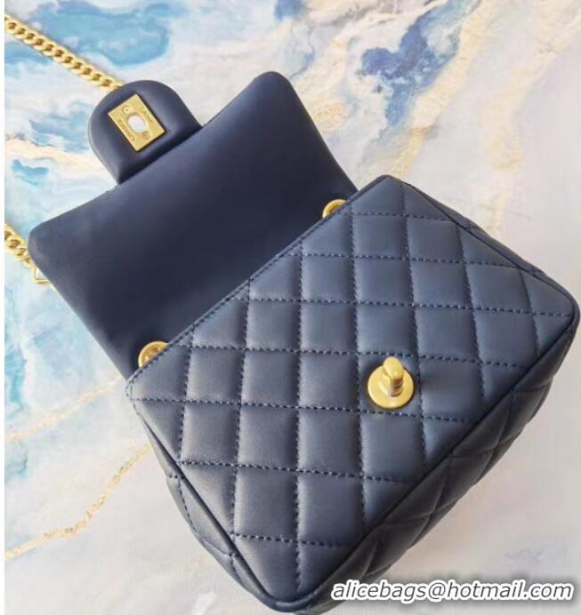 Affordable Price Chanel flap bag Lambskin Resin & Gold-Tone Metal AS2379 dark blue